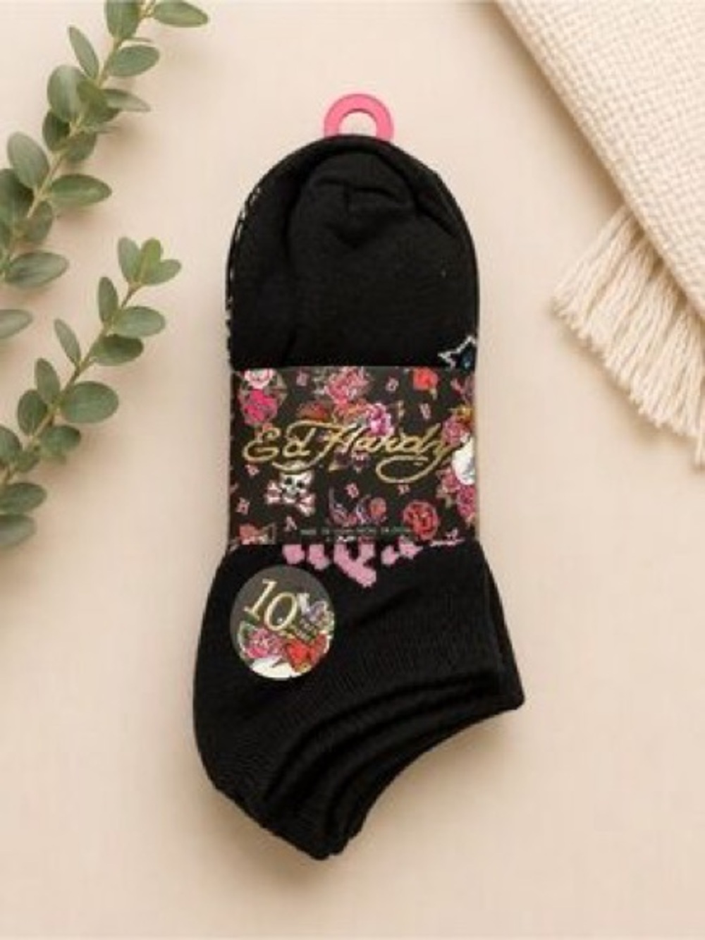 Ed Hardy Black No-Show Socks - Pack of 10